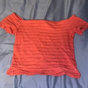Rusty Colored Off the Shoulder Crop Top